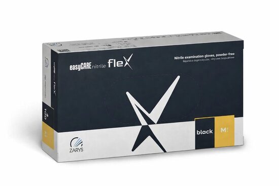 SPEC!easyCARE nitrile flex Melni elastīgie nitrila diagnostikas cimdi bez pūdera (100 gab.)